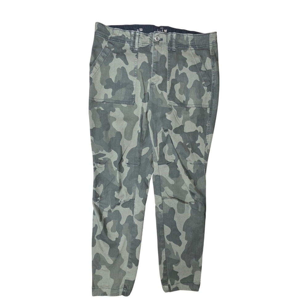 White House Black Market The Slim Camo Cargo Ankle Pants Womens 12 Zip Utility